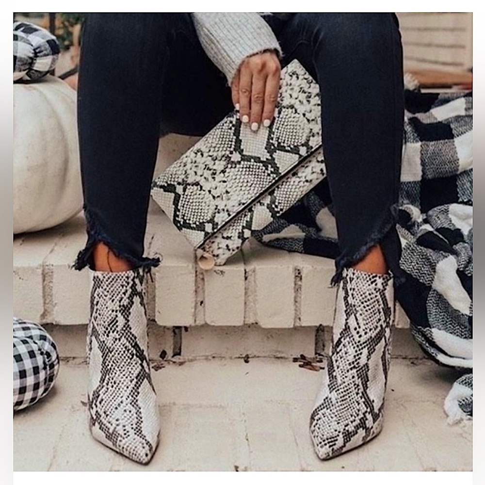 Marc Fisher Python Block Heel Booties - Picture 2 of 16